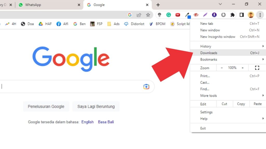 Cara melihat history download di Google Chrome langkah ke-3